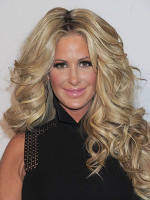 Kim Zolciak Wunderbar Wellig Spitzefront Echthaar Perücke