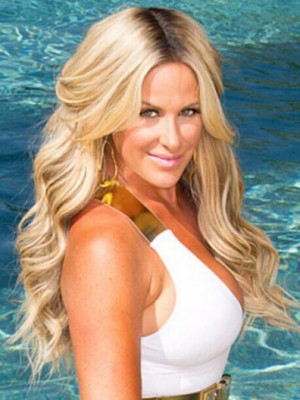 Kim Zolciak Sehr Populär Wellig Spitzefront Kunsthaar Perücke