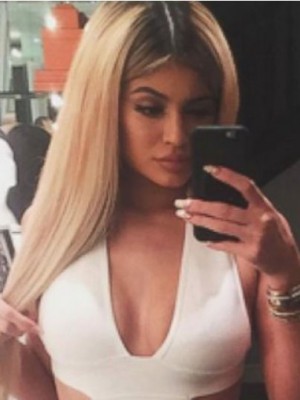 Kylie Jenner Zauberhaft Gerade Mono Top Kunsthaar Perücke