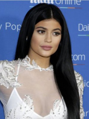 Kylie Jenner Fein Gerade Spitzefront Echthaar Perücke