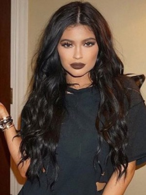 Kylie Jenner Natürlich Wellig Spitzefront Echthaar Perücke