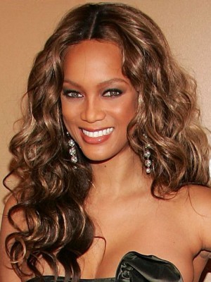 Tyra Banks Schön Spitzefront Wellig Kunsthaar Perücke