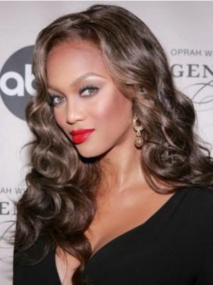 Tyra Banks Verführerisch Spitzefront Wellig Kunsthaar Perücke