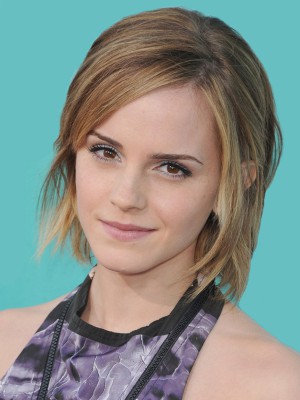 Emma Watson Bequem Gerade Spitzefront Echthaar Perücke