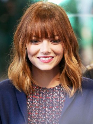 Emma Stone Komfortable Wellige Kappenlos Synthetische Perücke