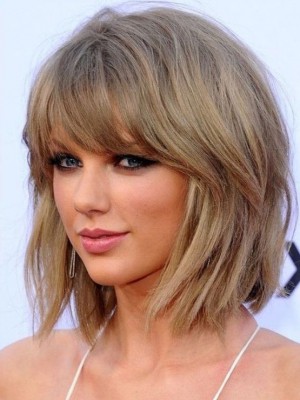 Taylor Swift Auffällig Gerade Kappenlos Remy Echthaar Perücke